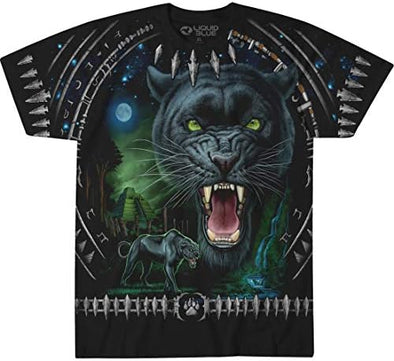 Liquid Blue Tribal Panther Black T-Shirt