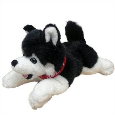 Floppy Black Husky with Red Canada Ribbon 9"