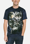 The Mountain Moon Wolves Collage T-Shirt - Adult - Blue