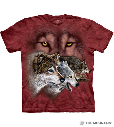 The Mountain-Find 9 Wolves T-shirt-Adult-Red