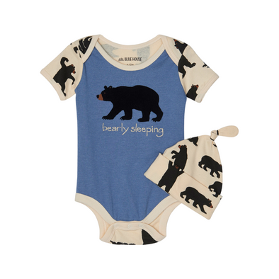 Little Blue House by Hatley Infant Romper Bearly Sleeping - Baby - Blue or Pink