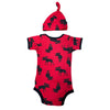 Little Blue House by Hatley- Moose on Red Baby Bodysuit with Hat - NEW
