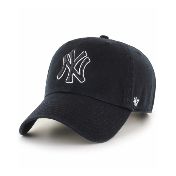 NEW YORK YANKEES '47 Clean Up Adjustable Adult Snapback Baseball Cap - Black Line White