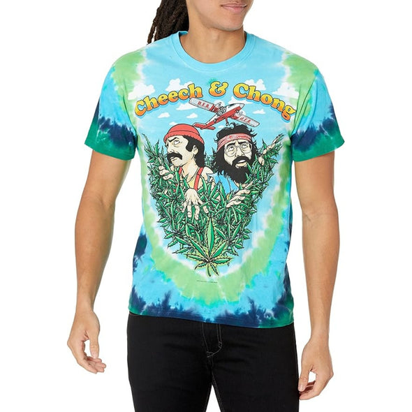 Cheech & Chong Field Of Dreams Tie-Dye Adult T-Shirt - Blue