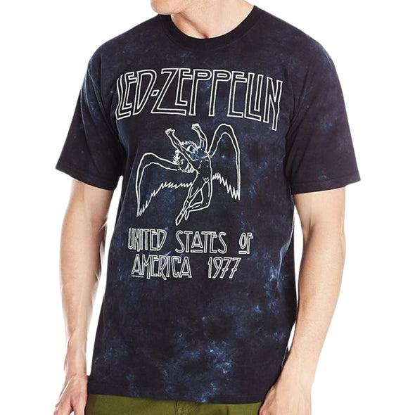 Led Zeppelin USA Tour 77 Adult T-Shirt - Blue