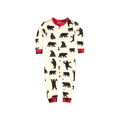 Little Blue House by Hatley Black Bear Union Suit - Baby - White