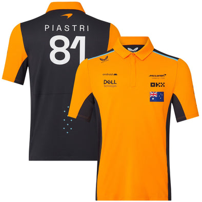 McLaren F1 Men Oscar Piastri Team Drivers Polo Shirt - Papaya