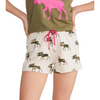 Little Blue House by Hatley Patterned Moose Camouflage Sleep Shorts - Women - White