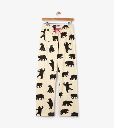 Little Blue House by Hatley Black Bears on Natural Pajama Pants - Women - White