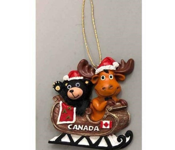 Christmas Ornaments-Moose/Bear Sledge