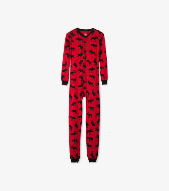 Little Blue House by Hatley Moose on Red Union Suit - Adult - Red